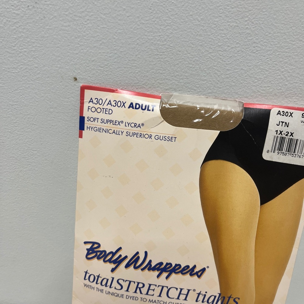 Body Wrappers A30 TotalStretch Footed Tights JTN Tan Plus Size 1X-2X NEW - Picture 3 of 7